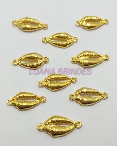 Entremeio Búzios de Metal Dourado - 1cm - Pct C/9 Unid