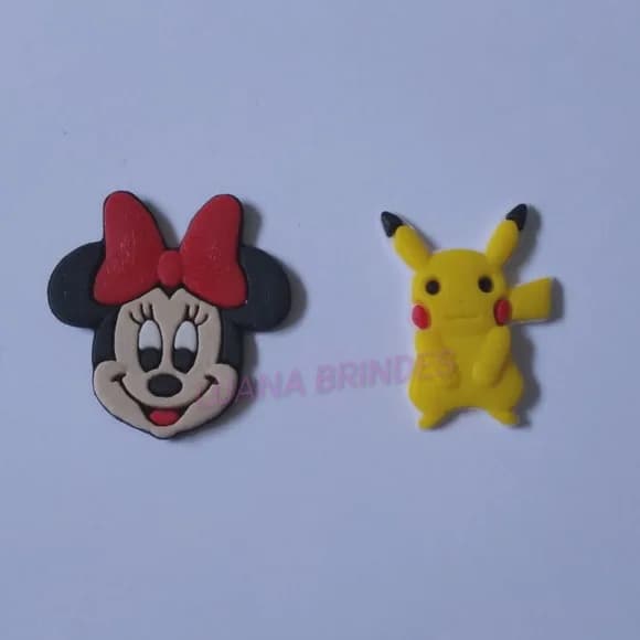 Aplique da Minnie e do Pikachu emborrachado -pct c/10 unid