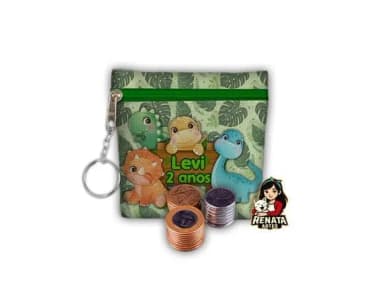 Chaveiro Porta Moedas Personalizado Dinossauro Baby