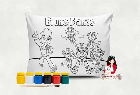 Almofada com Tinta para Colorir Patrulha Canina
