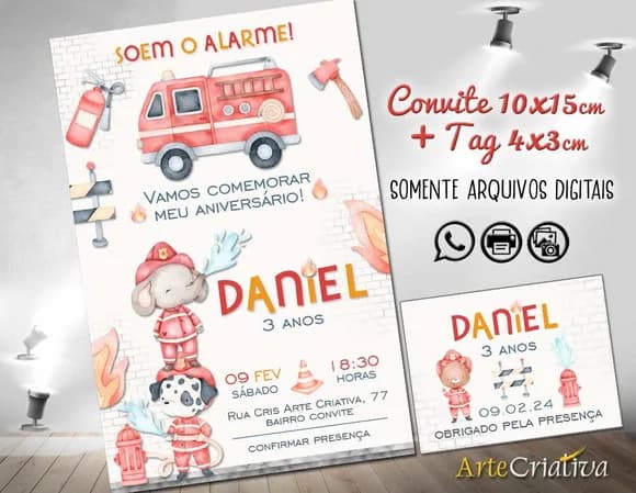 Convite Digital C/tag Bombeiro 4
