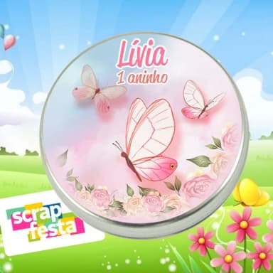 Latinha Personalizada Jardim Encantado Borboleta Aquarela