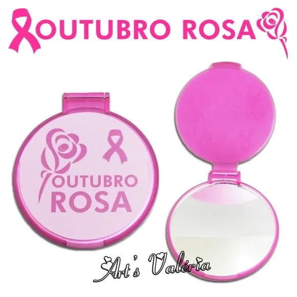 Espelho Redondo Outubro Rosa