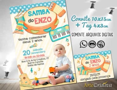 Convite Digital C/tag Aniversário Música