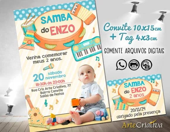 Convite Digital C/tag Aniversário Música