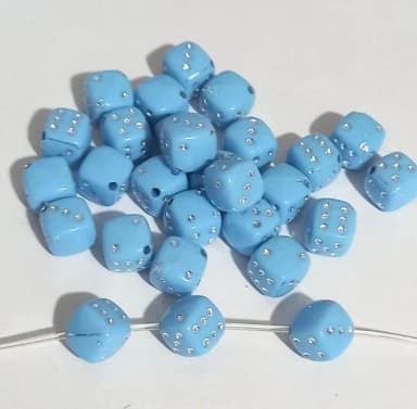 Dadinhos de Acrilico Azul 8mm - Pacotes C/100