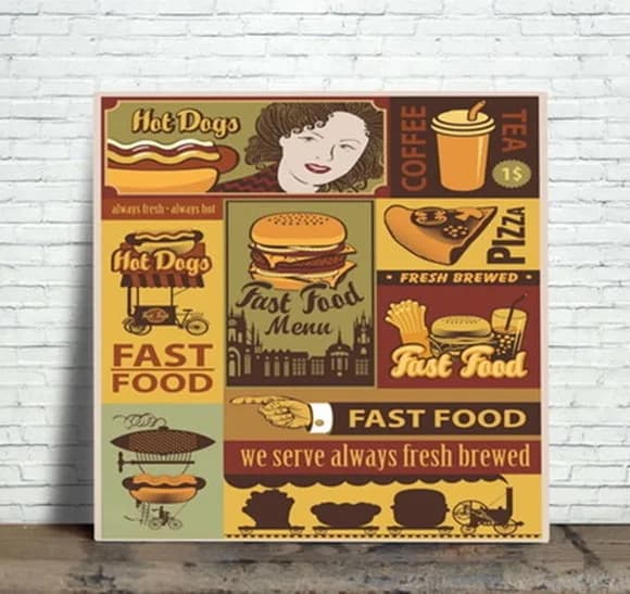 Azulejo Decorativo Retrô Fast Food Lanchonete