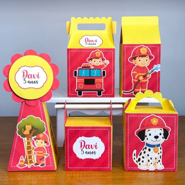 PEGUE E MONTE - Kit Festa BOMBEIRO - Decoração de Festa | Lembrancinhas | Aniversário | Personalizados