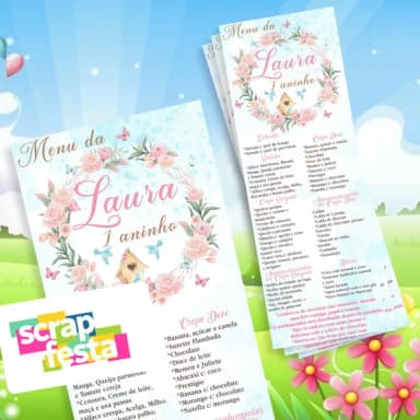 Menu Cardápio Personalizado Festa Jardim Encantado