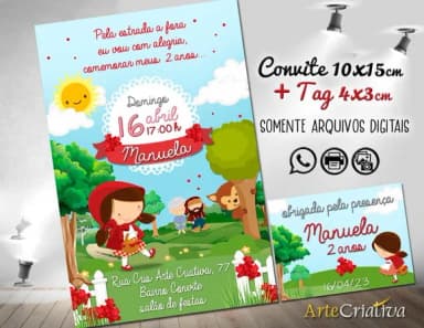 Convite Tag Digital Chapeuzinho Vermelho 3