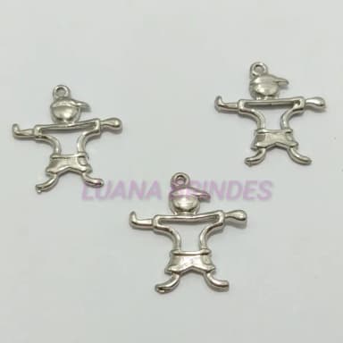 Pingente Menino de Metal Cor Prata -pct c/8 unid