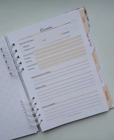 Planner da Noiva Personalizado Permanente c/ Divis - Mod 01