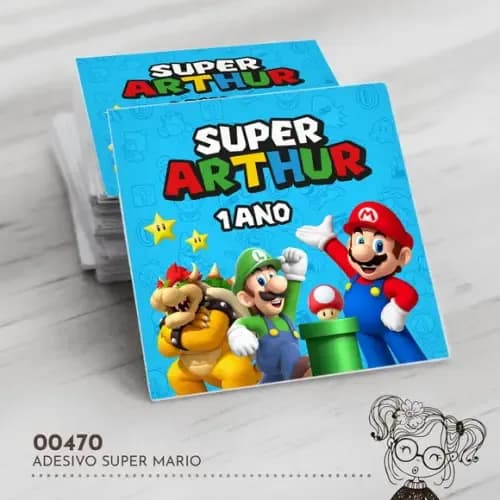 Adesivo Quadrado Super Mario Bros - 00470