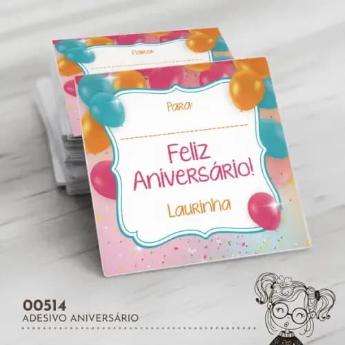 Adesivo Quadrado Feliz Aniversário - 00514