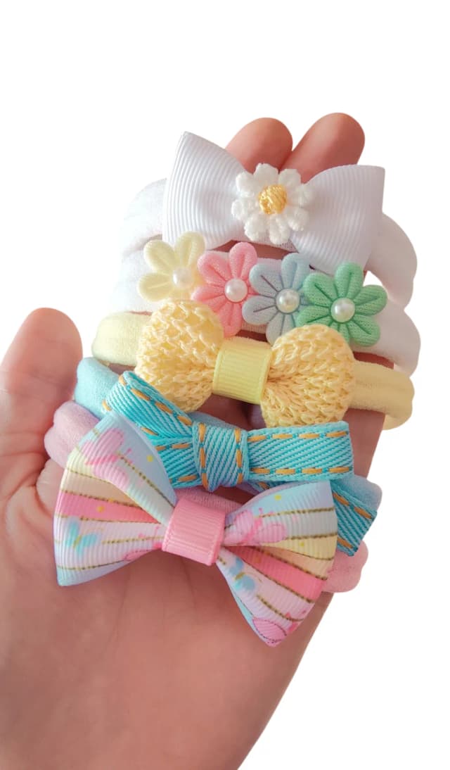 Kit 5 Faixinhas para Bebê - Laços Recém-Nascida RN - Saída de Maternidade - Enxoval de Menina - Ensaio Newborn