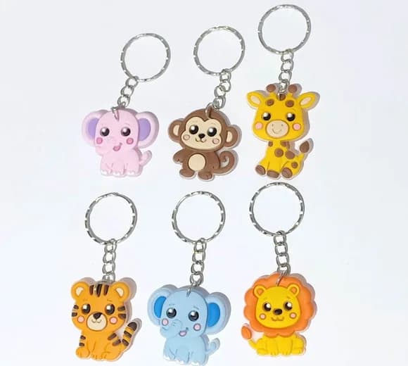 Chaveiro Safari Baby Emborrachado Pacote com 6 Unidades
