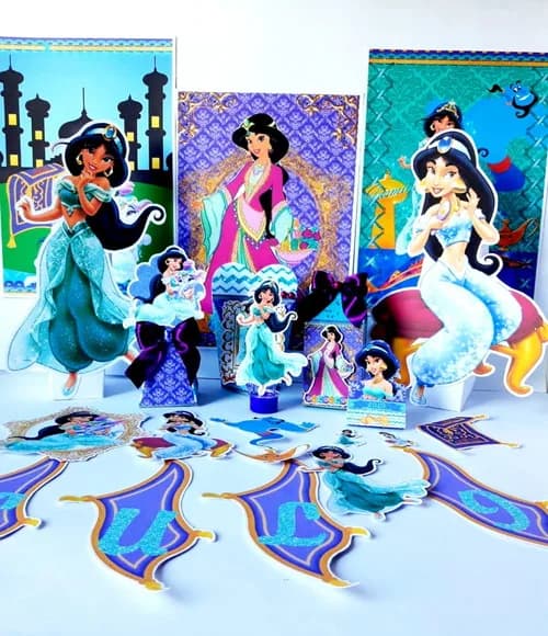 Kit 60 Lembrancinhas Alladim e Jasmine