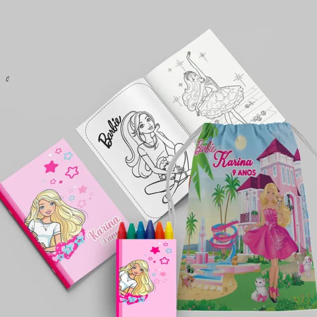 Kit Lembrancinhas Mochila e Revista personalizado Barbie