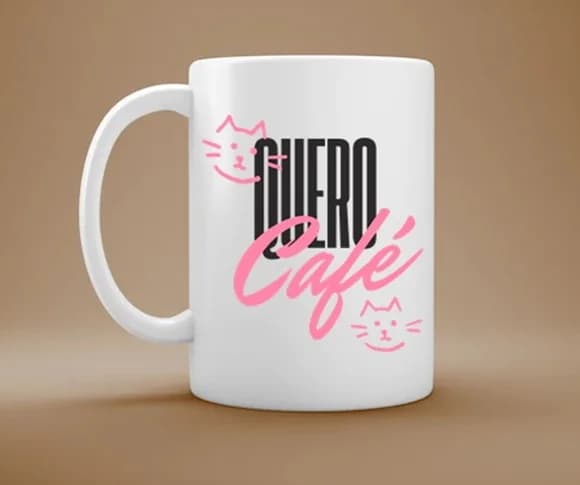 Caneca Gatos e Café Quero Café e Fofura