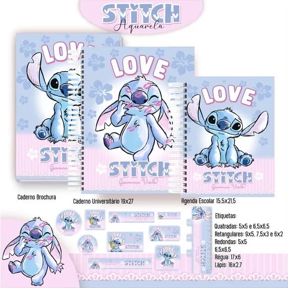 Caderno + Etiquetas + Tag Personalizada + Lápis
