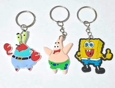 Chaveiro Bob Esponja Emborrachado - 6 Unidades