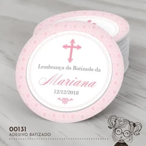Adesivo Redondo Batizado - 00131