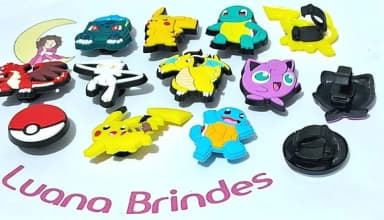 Pins para Cadarço Pokemon Emborrachado Pacote com 10 Unidade