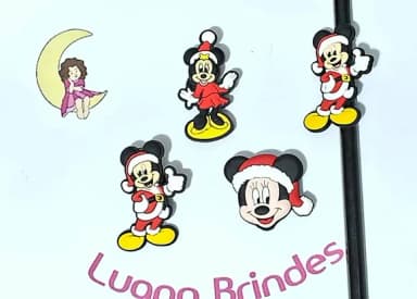 Ponteira P/lápis Mickey e Minnie Natal Pacote com 6 Unidades