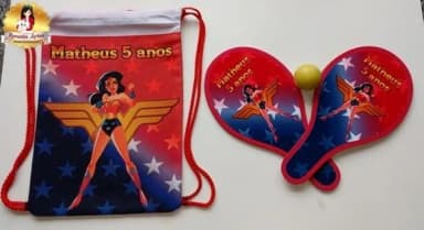Mochila Ping Pong Tema Mulher Maravilha