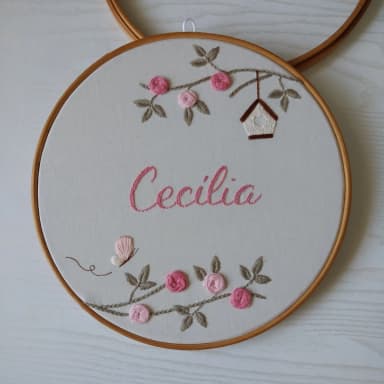 Porta Maternidade Bordado à Mão - Floral Rosa 003