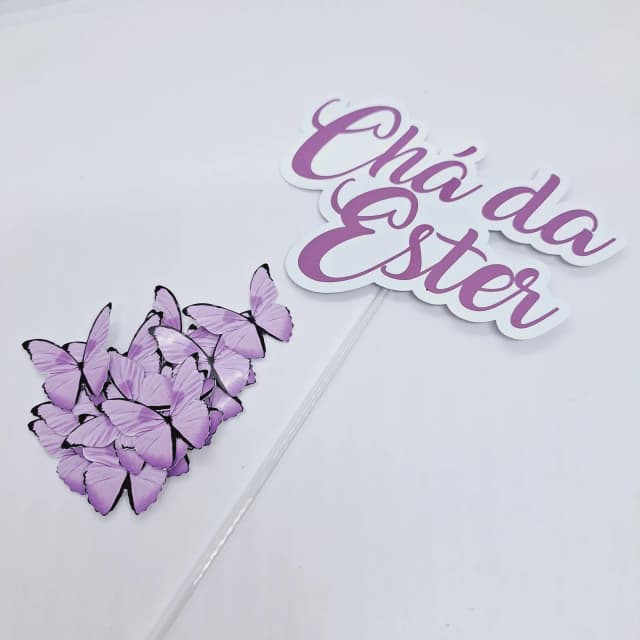 Topo de Bolo Personalizado BORBOLETAS - Decoração de Festa - Papelaria