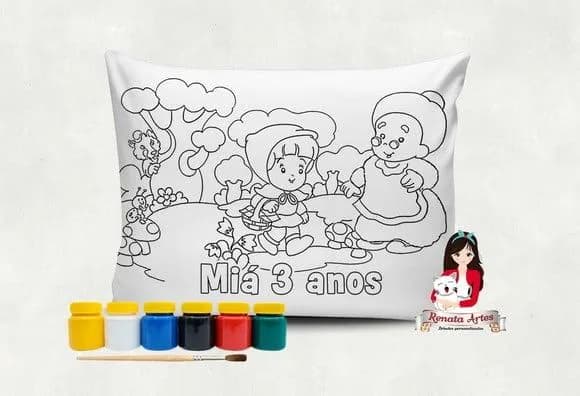Almofada com Tinta para Colorir Chapeuzinho Vermelho