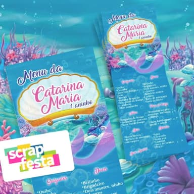 Menu Cardápio Personalizado Festa Sereia