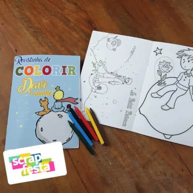 Revista Colorir + Giz de Cera Festa o Pequeno Príncipe Cute