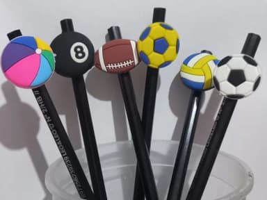 Lápis com Ponteira Bolas Esportiva Emborrachada - 6 Peças