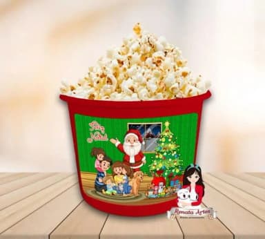 Balde de Pipoca Personalizado de Natal 2025