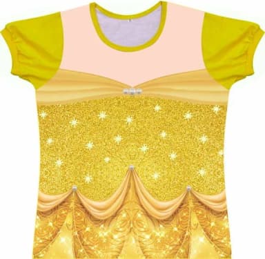 Blusa Adulto Fantasia Princesa do Baile Amarela com Brilhos e Pérolas