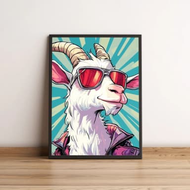Quadro Decorativo Bode Estiloso com Óculos 2693