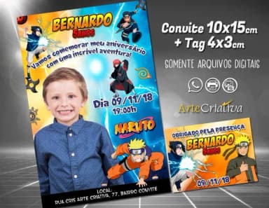 CONVITE DIGITAL C/TAG Naruto com Foto