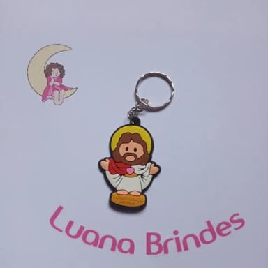 Chaveiro Sagrado Coração Jesus Borracha 5,5cm Pct 4 Unidade