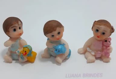 Enfeites Bebês sentadinhos de Resina - pct c/6 unidades