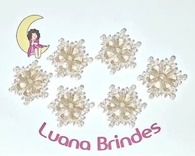Floco de Neve Glitter Dourado em Acrílico 4 cm Pct C/20 Peça