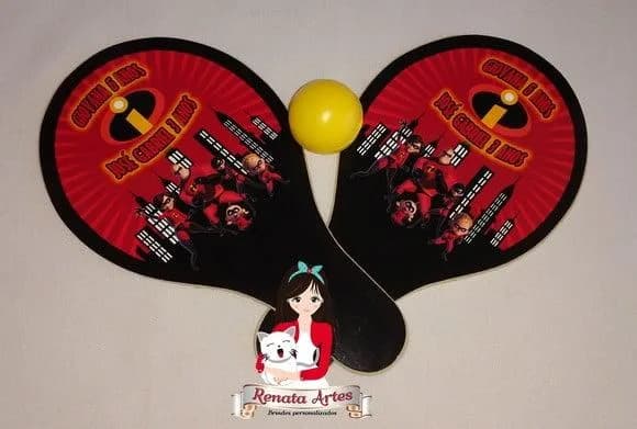Raquetes de Ping Pong Personalizada Tema os Incríveis
