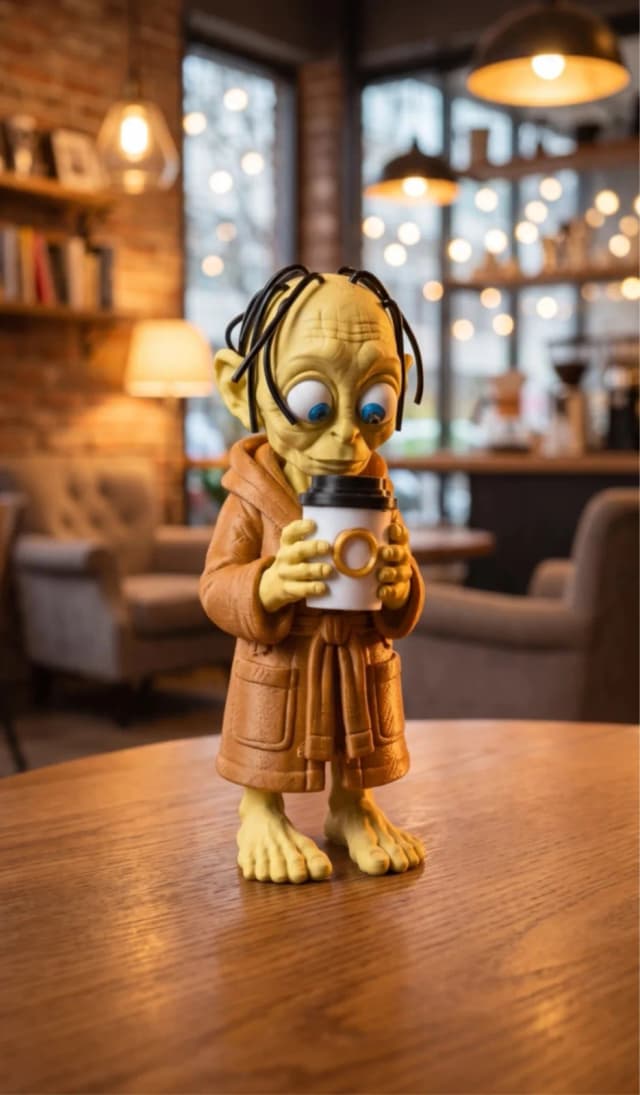 Boneco Gollum  Decorativo em 3D com Caneca – Enfeite Geek