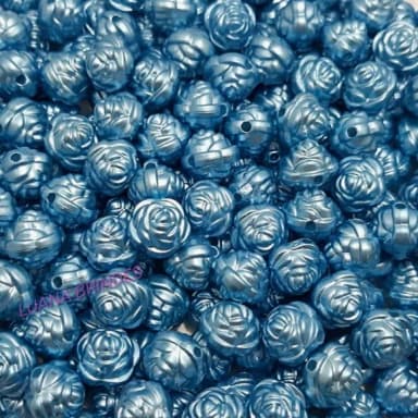 Pérola Flor Azul- 12mm - Pct com 50 Unidades