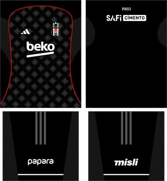 Arte Vetor Camisa Besiktas Tercera 2025-2026