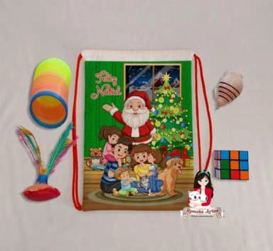Mochila Brinquedos Retrô Tema Natal 2025