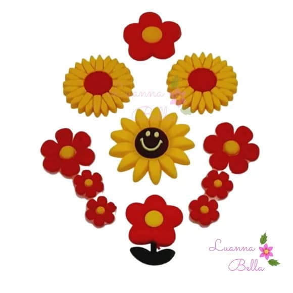 Aplique Flores emborrachados - pact c/7 unds