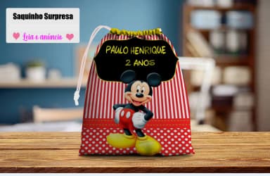 Saquinho Supresa para lembrancinhas do Mickey