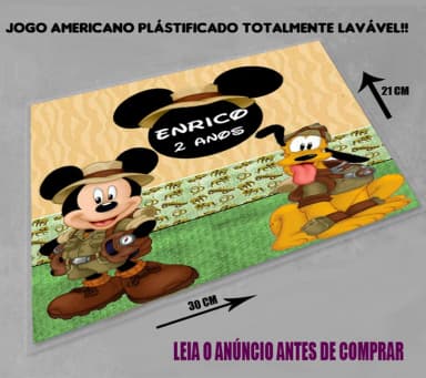 Jogo Americano Sousplat Personalizado do Mickey Safari